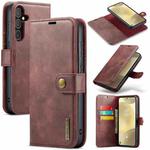 For Samsung Galaxy S24 FE 5G DG.MING Crazy Horse Texture Detachable Magnetic Leather Case(Red)