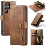 For Samsung Galaxy S25 Ultra 5G DG.MING Crazy Horse Texture Detachable Magnetic Leather Case(Brown)