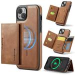 For iPhone 14 Plus DG.MING MAGKING-K2 Series MagSafe RFID Card Bag Detachable Phone Case(Brown)