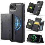 For iPhone 16e DG.MING MAGKING-K2 Series MagSafe RFID Card Bag Detachable Phone Case(Black)