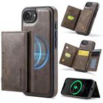 For iPhone 16e DG.MING MAGKING-K2 Series MagSafe RFID Card Bag Detachable Phone Case(Coffee)