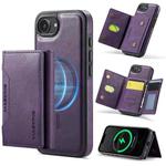 For iPhone 16e DG.MING MAGKING-K2 Series MagSafe RFID Card Bag Detachable Phone Case(Purple)