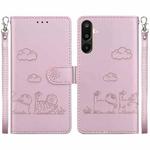 For Samsung Galaxy M16 5G / F16 5G / M36 5G Cute Cats RFID Leather Phone Case(Rose Gold)