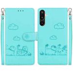 For Samsung Galaxy M16 5G / F16 5G / M36 5G Cute Cats RFID Leather Phone Case(Green)
