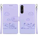 For Samsung Galaxy M16 5G / F16 5G / M36 5G Cute Cats RFID Leather Phone Case(Purple)
