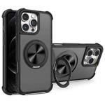 For iPhone 12 / 12 Pro CD Texture 360 Degree Rotating Holder MagSafe Phone Case(Black)