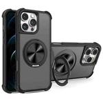 For iPhone 12 Pro Max CD Texture 360 Degree Rotating Holder MagSafe Phone Case(Black)