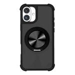 For iPhone 16 CD Texture 360 Degree Rotating Holder MagSafe Phone Case(Black)