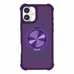 For iPhone 16 CD Texture 360 Degree Rotating Holder MagSafe Phone Case(Purple)