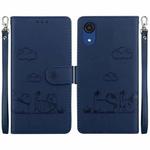 For Samsung Galaxy A03 Core Cute Cats RFID Leather Phone Case(Blue)