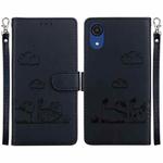 For Samsung Galaxy A03 Core Cute Cats RFID Leather Phone Case(Black)