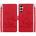 For Samsung Galaxy A05s Cute Cats RFID Leather Phone Case(Red)