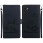 For Samsung Galaxy A35 5G Cute Cats RFID Leather Phone Case(Black)