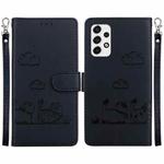 For Samsung Galaxy A73 5G Cute Cats RFID Leather Phone Case(Black)