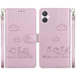 For Samsung Galaxy A25 5G / A25e JP Edition Cute Cats RFID Leather Phone Case(Rose Gold)