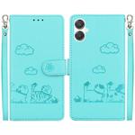 For Samsung Galaxy A25 5G / A25e JP Edition Cute Cats RFID Leather Phone Case(Green)