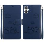 For Samsung Galaxy A25 5G / A25e JP Edition Cute Cats RFID Leather Phone Case(Blue)