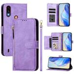 For Motorola Moto E7 Power 2021 Multi-Card Slots Zipper Wallet Leather Phone Case(Purple)