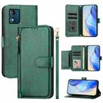 For Motorola Moto E13 4G 2023 Multi-Card Slots Zipper Wallet Leather Phone Case(Green)