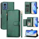 For Motorola Moto G Play 4G 2024 Global Multi-Card Slots Zipper Wallet Leather Phone Case(Green)