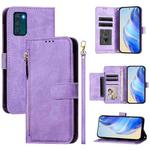 For Motorola Moto G42 Multi-Card Slots Zipper Wallet Leather Phone Case(Purple)