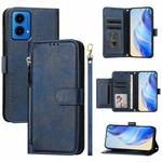 For Motorola Moto G45 5G / G34 5G Multi-Card Slots Zipper Wallet Leather Phone Case(Blue)