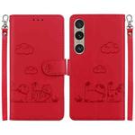 For Sony Xperia 1 VI Cute Cats RFID Leather Phone Case(Red)