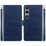 For Sony Xperia 1 VI Cute Cats RFID Leather Phone Case(Blue)