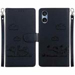 For Sony Xperia 5 V Cute Cats RFID Leather Phone Case(Black)