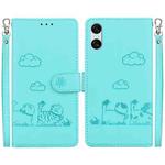 For Sony Xperia 10 VI Cute Cats RFID Leather Phone Case(Green)