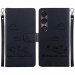 For Sony Xperia 1 VII Cute Cats RFID Leather Phone Case(Black)