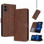 For Nothing CMF Phone 1 Solid Calf Texture Flip Leather Phone Case(Brown)