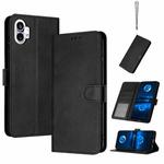 For Nothing Phone 1 Solid Calf Texture Flip Leather Phone Case(Black)