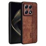 For Xiaomi 14T AZNS 3D Embossed Skin Feel Phone Case(Brown)