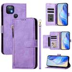 For Infinix Hot 10i Multi-Card Slots Zipper Wallet Leather Phone Case(Purple)