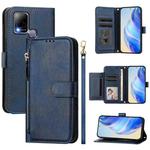 For Infinix Hot 10T / Hot 10s Multi-Card Slots Zipper Wallet Leather Phone Case(Blue)