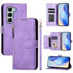 For Infinix Hot 50 4G Multi-Card Slots Zipper Wallet Leather Phone Case(Purple)