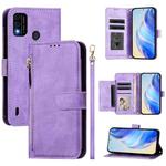 For Itel A48 Multi-Card Slots Zipper Wallet Leather Phone Case(Purple)