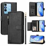 For Itel P38 Multi-Card Slots Zipper Wallet Leather Phone Case(Black)