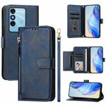 For Itel P38 Multi-Card Slots Zipper Wallet Leather Phone Case(Blue)