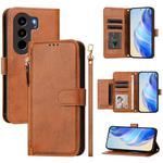 For Itel Power 70 Multi-Card Slots Zipper Wallet Leather Phone Case(Brown)