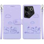 For Tecno Camon 20 Premier 5G Cute Cats RFID Leather Phone Case(Purple)