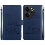 For Tecno Camon 20 Premier 5G Cute Cats RFID Leather Phone Case(Blue)