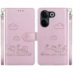 For Tecno Camon 20 Pro 4G / Camon 20 Cute Cats RFID Leather Phone Case(Rose Gold)