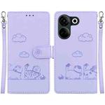 For Tecno Camon 20 Pro 4G / Camon 20 Cute Cats RFID Leather Phone Case(Purple)