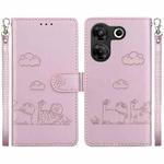 For Tecno Camon 20 Pro 5G Cute Cats RFID Leather Phone Case(Rose Gold)