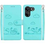 For Tecno Camon 20 Pro 5G Cute Cats RFID Leather Phone Case(Green)