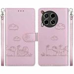 For Tecno Camon 30 5G / 4G Cute Cats RFID Leather Phone Case(Rose Gold)