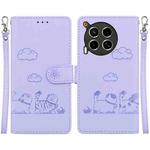 For Tecno Camon 30 5G / 4G Cute Cats RFID Leather Phone Case(Purple)