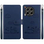 For Tecno Camon 30 5G / 4G Cute Cats RFID Leather Phone Case(Blue)